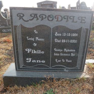 RAPODILE Fikile Jane 1964-2005