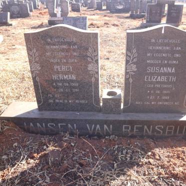 RENSBURG Percy Herman, Jansen van 1909-1991 &amp; Susanna Elizabeth PRETORIUS 1905-1989