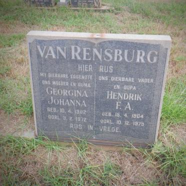 RENSBURG Hendrik F.A., van 1904-1979 &amp; Georgina Johanna 1902-1972