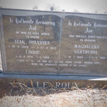 ROUX Izak Johannes, le 1928-1973 &amp; Magdalena Gertruida 1934-1984 :: LE ROUX Lindie 1976-1980