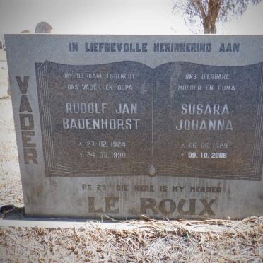 ROUX Rudolf Jan Badenhorst, le 1924-1990 &amp; Susara Johanna 1929-2006