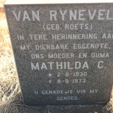RYNEVELD Mathilda C., van nee ROETS 1930-1973