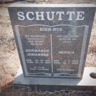 SCHUTTE Hermanus Johannes 1931-1999 &amp; Monica 1929-2002