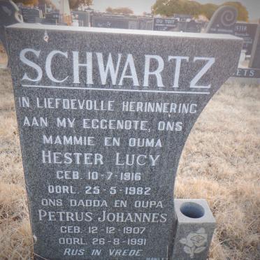 SCHWARTZ Petrus Johannes 1907-1991 &amp; Hester Lucy 1916-1982