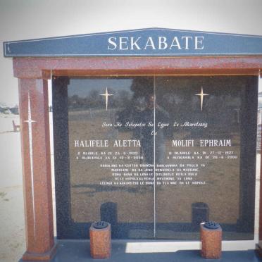 SEKABATE Molifi Ephraim 1927-2000 &amp; Halifele Aletta 1933-2000