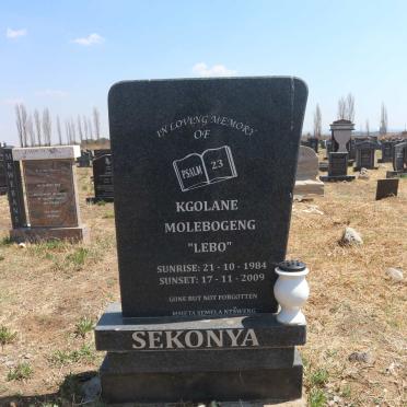 SEKONYA Kgolane Molebogeng 1984-2009