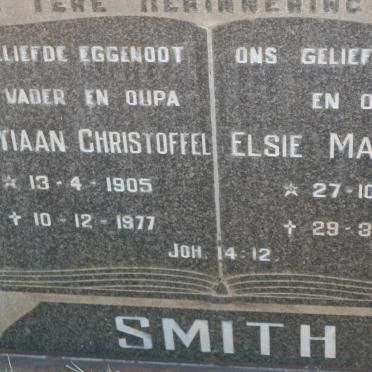 SMITH Christiaan Christoffel 1905-1977 &amp; Elsie Magdalena 1904-1982