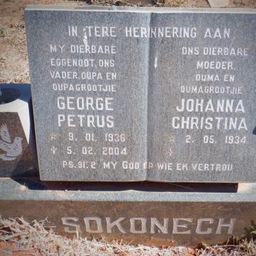 SOKONECH George Petrus 1936-2004 &amp; Johanna Christina 1934-