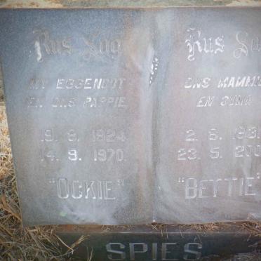 SPIES Ockie 1924-1970 &amp; Bettie 1931-2001