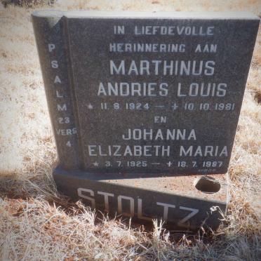 STOLTZ Marthinus Andries Louis 1924-1981 &amp; Johanna Elizabeth Maria 1925-1987