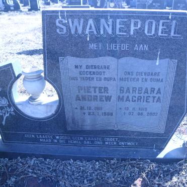 SWANEPOEL Pieter Andrew 1911-1988 &amp; Barbara Magrieta 1919-2002