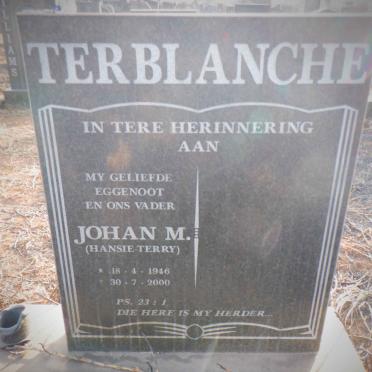 TERBLANCHE Johan M. 1946-2000