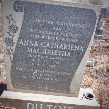 TOIT Anna Cathariena Machrietha, du formerly JOUBERT 1905-1984