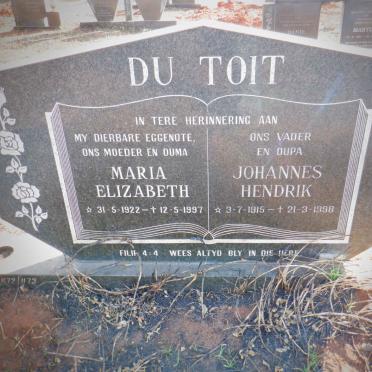 TOIT Johannes Hendrik, du 1915-1998 &amp; Maria Elizabeth 1922-1997