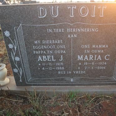 TOIT Abel J., du 1918-1988 &amp; Maria C. 1924-2006