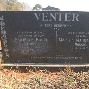 VENTER Philippus Karel 1934-1993 &amp; Martha Magdalena C. 1941-