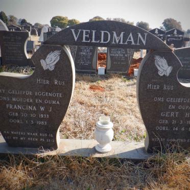 VELDMAN Gert H.J. 1928-1991 &amp; Francina W.J. 1933-1983