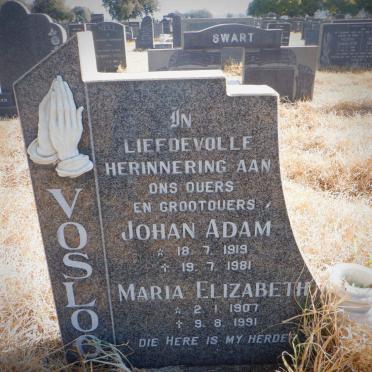 VOSLOO Johan Adam 1919-1981 &amp; Maria Elizabeth 1907-1991