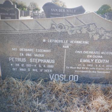 VOSLOO Petrus Stephanus 1921-1980 &amp; Emily Edith 1932-2010