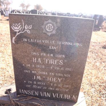 VUUREN H.A., Jansen van 1929-1987 &amp; J.M. 1933-2001
