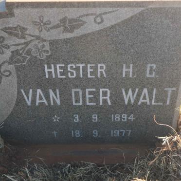 WALT Hester H.C., van der 1894-1977