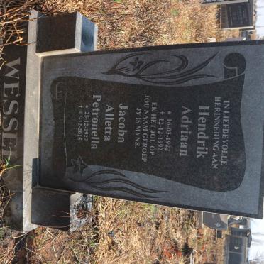 WESSELS Hendrik Adriaan 1922-1992 &amp; Jacoba Alletta Petronella 1927-2015