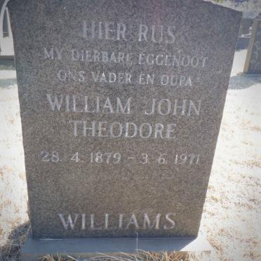 WILLIAMS William John Theodore 1879-1971