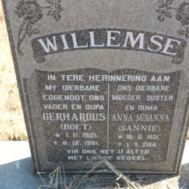 WILLEMSE Gerhardus 1921-1981 &amp; Anna Susanna 1921-2014
