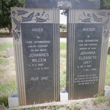 WYK Johannes Willem, van 1906-1970 &amp; Johanna Elizabeth 1905-1990
