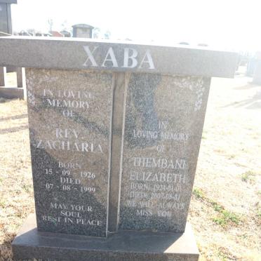 XABA Zacharia 1926-1999 &amp; Thembani Elizabeth 1924-2007
