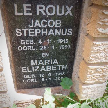 ROUX Jacob Stephanus, le 1915-1993 &amp; Maria Elizabeth 1918-2000 