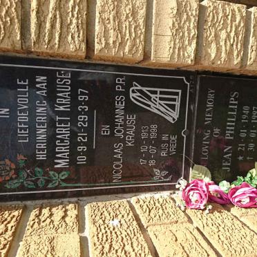 KRAUSE Nicolaas Johannes P.R. 1913-1998 &amp; Margaret 1921-1997