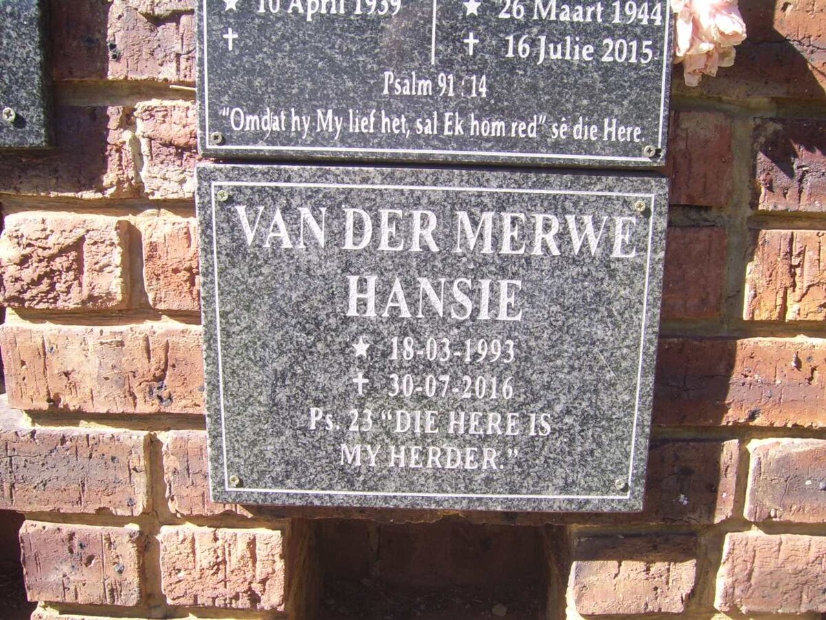 MERWE Hansie, van der 1993-2016