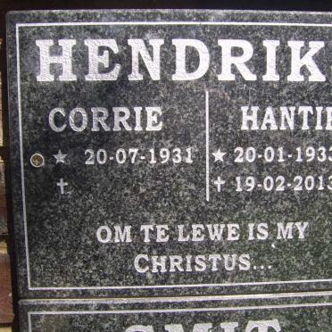 HENDRIKS Corrie 1931- &amp; Hantie 1933-2013