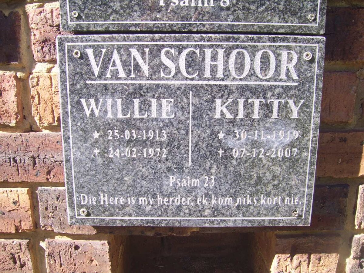 SCHOOR Willie, van 1913-1972 &amp; Kitty 1919-2007