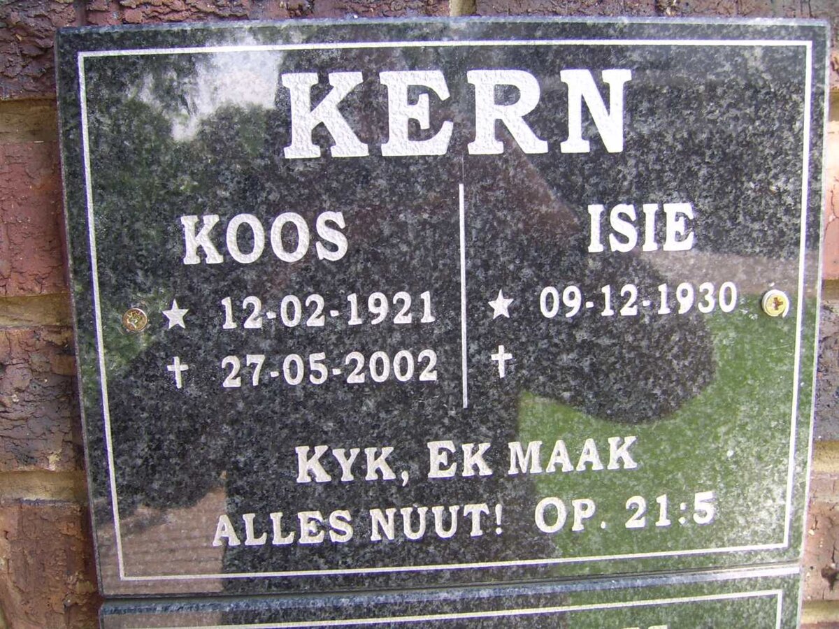 KERN Koos 1921-2002 &amp; Isie 1930-