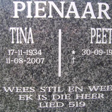 PIENAAR Peet 1937- &amp; Tina 1934-2007