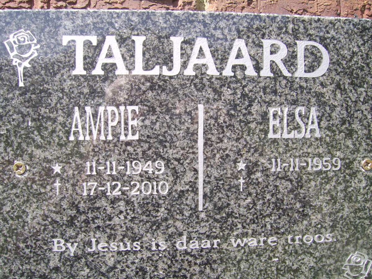 TALJAARD Ampie 1949-2010 &amp; Elsa 1959-