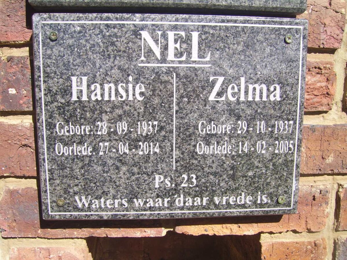 NEL Hansie 1937-2014 &amp; Zelma 1937-2005