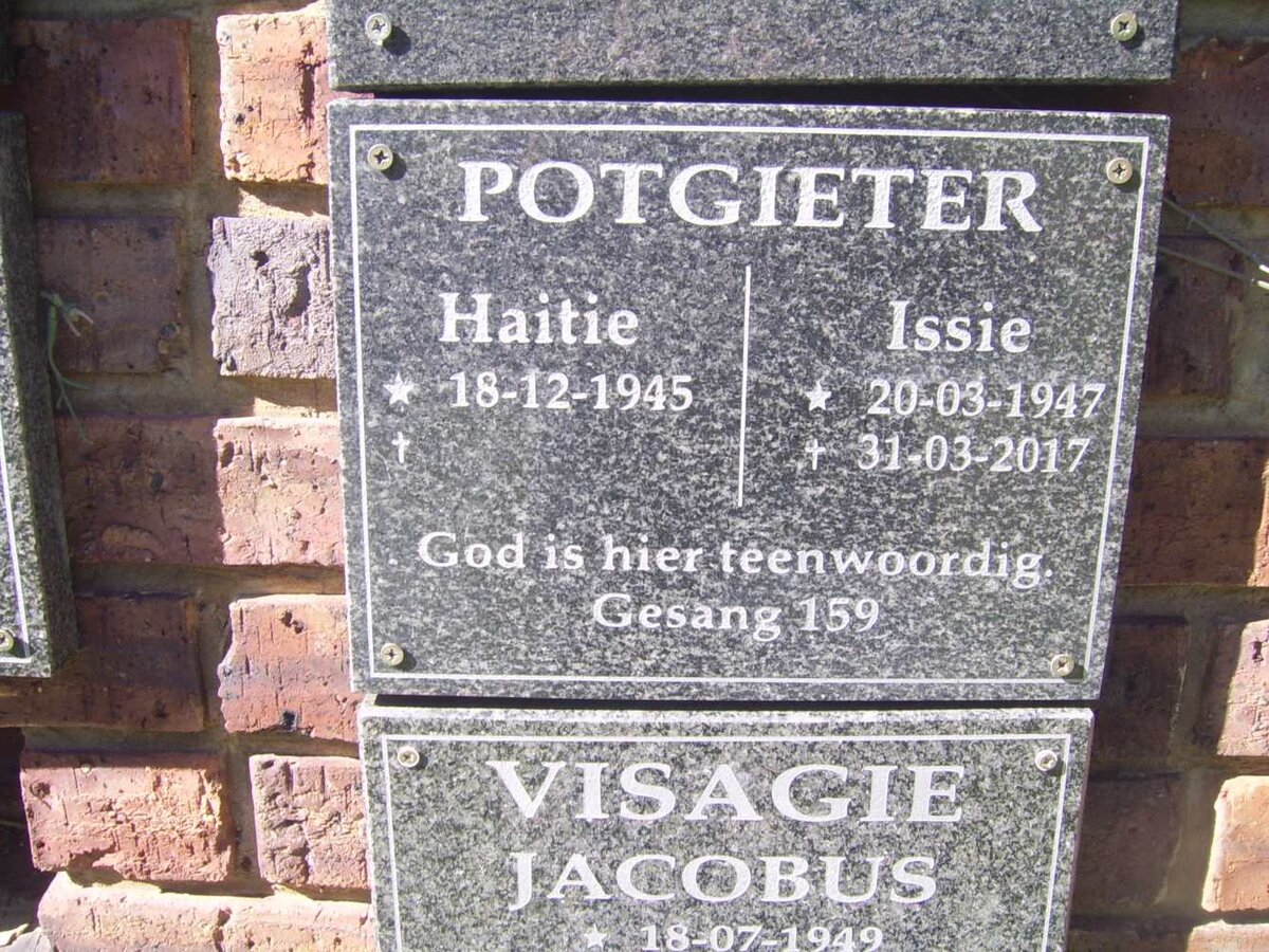 POTGIETER Haitie 1945- &amp; Issie 1947-2017