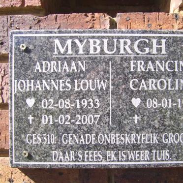 MYBURGH Adriaan Johannes Louw 1933-2007 &amp; Francina Carolina 1933-