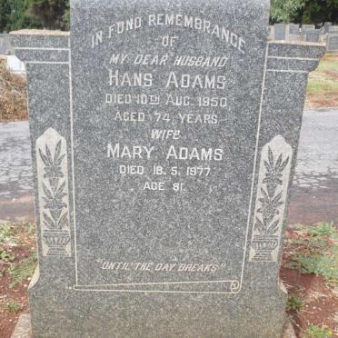 ADAMS Hans -1950 &amp; Mary -1977