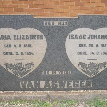 ASWEGEN Isaac Johannes J., van 1884-1961 &amp; Maria Elizabeth 1891-1954