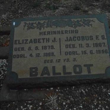 BALLOT Jacobus F.S. 1867-1956 &amp; Elizabeth J. 1873-1969