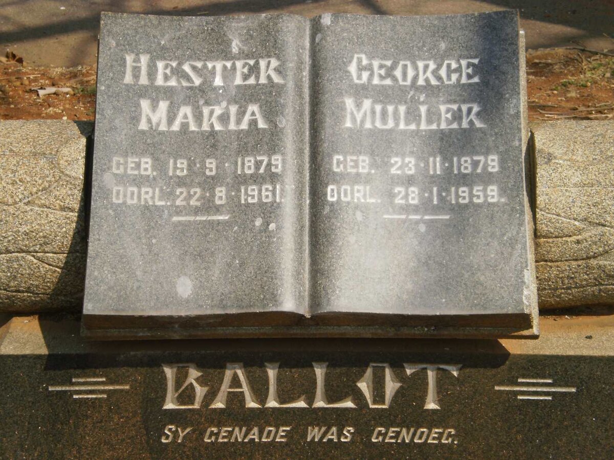 BALLOT George Muller 1879-1958 &amp; Hester Maria 1879-1961