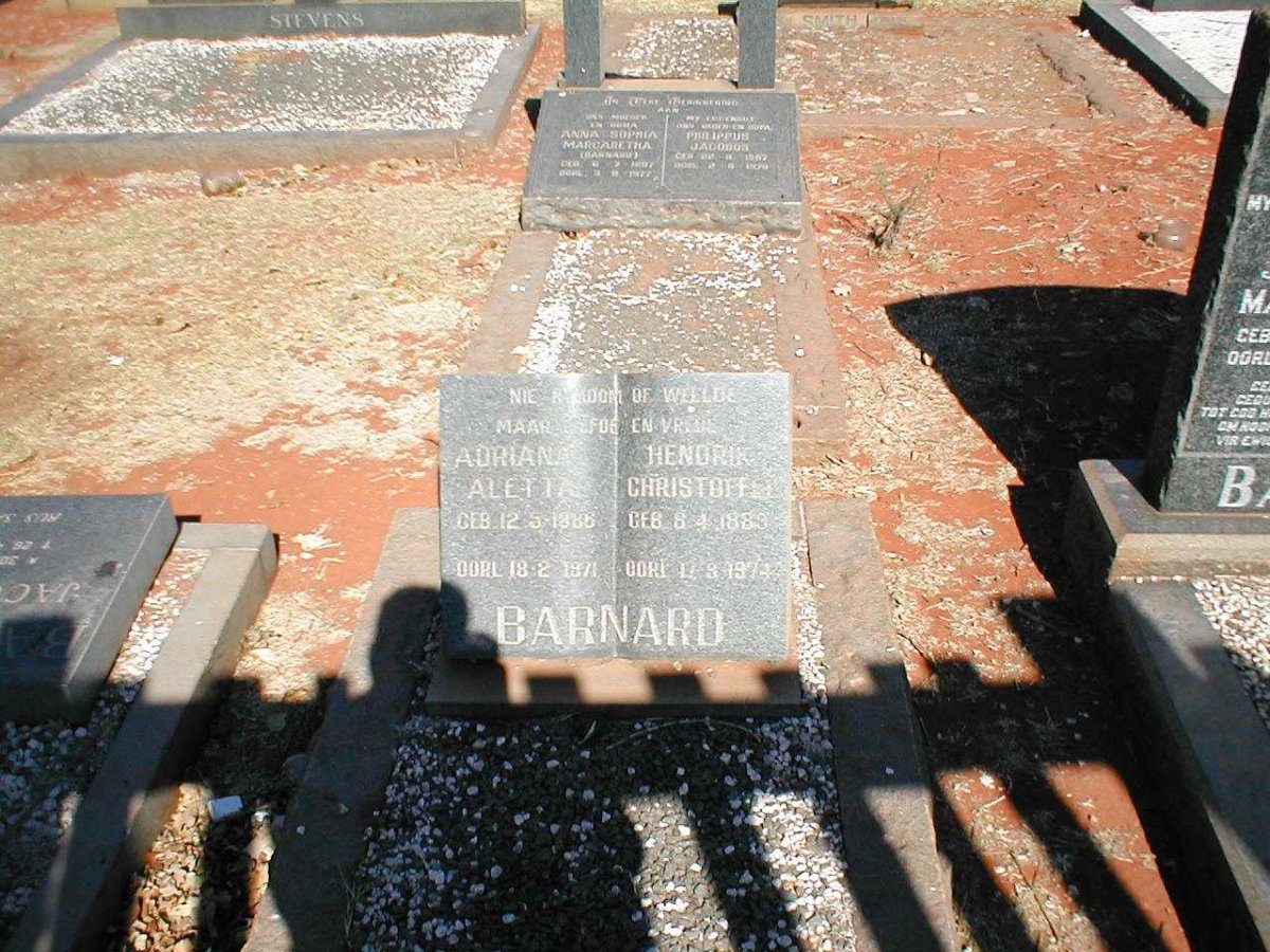 BARNARD Adriana Aletta 1886-1971 &amp; Hendrik Christoff 1883-1974