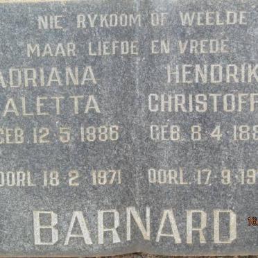 BARNARD Hendrik Christoffel 1883-1974 &amp; Adriana Aletta 1886-1971