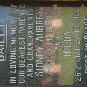 BAILEY Sidney Aubrey 1919-1980 &amp; Hilda 1921-1992