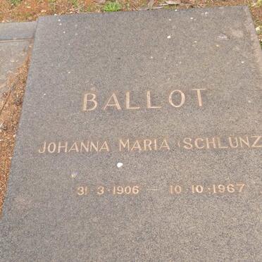BALLOT Johanna Maria nee SCHLUNZ 1906-1967