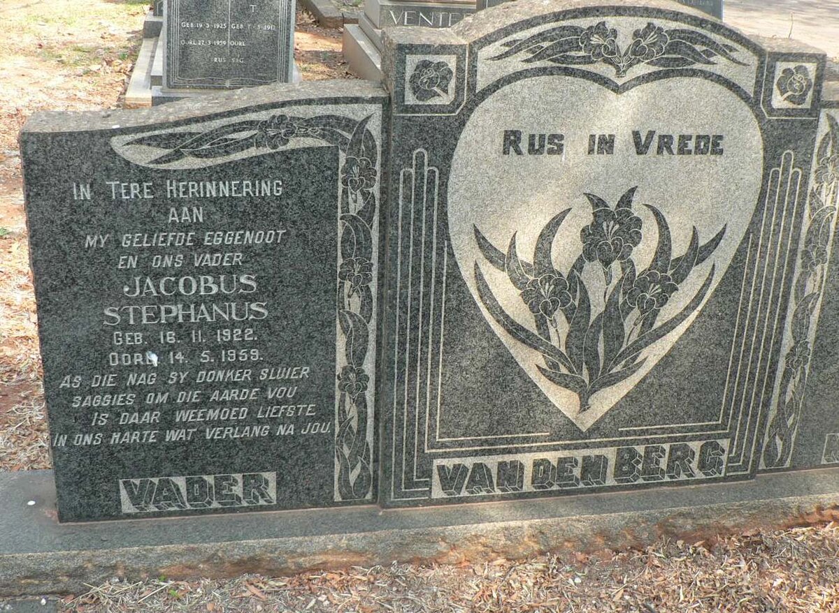 BERG Jacobus Stephanus, van den 1922-1959